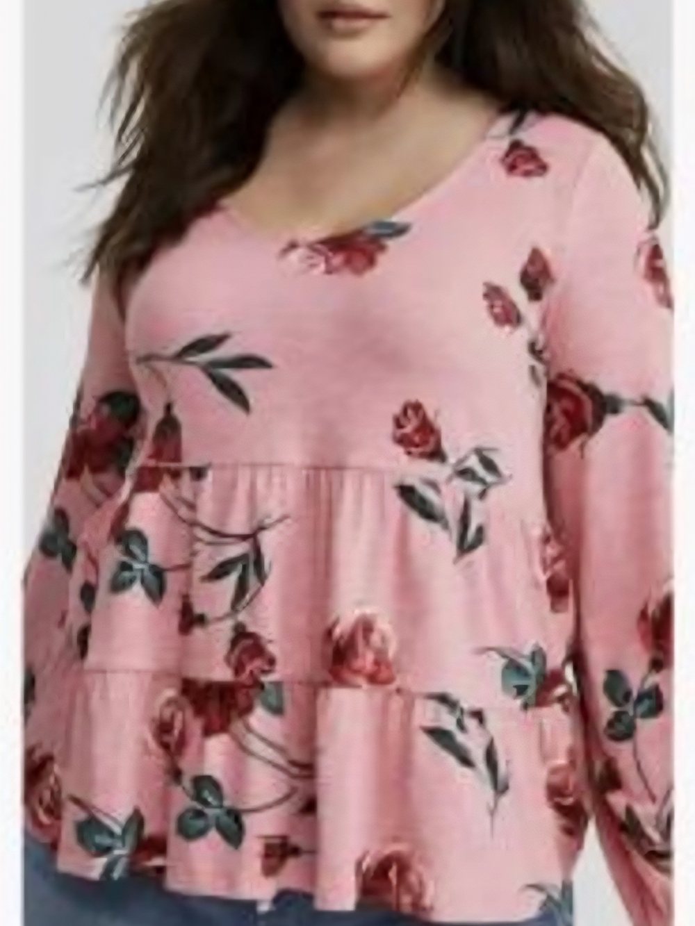 Torrid Pink Floral Tiered Peplum Top, Size 1